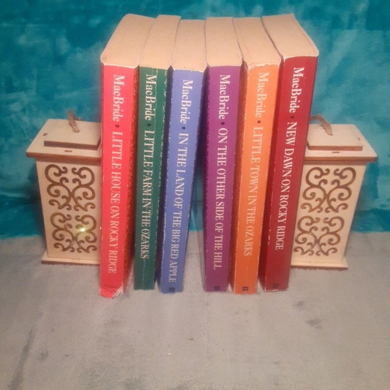 Little House : The Rocky Ridge Years (Rose years) 6 Book Set By Roger Lea MacBride.

All 1st editions!

All paperbacks with cover wear, creases on covers / spines. A few have small spine rips or names/stickers in them. In good shae =)


Little House on Rocky Ridge - small spine rip.


Little Farm in the Ozarks.


In the Land of the Big Red Apple - sticker on inner back cover.


On the Other Side of the Hill - tiny spine rip.


Little Town in the Ozarks - sticker on inner cover.


New Dawn on Rocky Ridge - name & sticker on inner covers.

