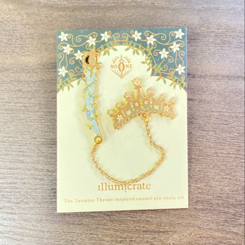 The Jasmine Throne enamel pin chain set