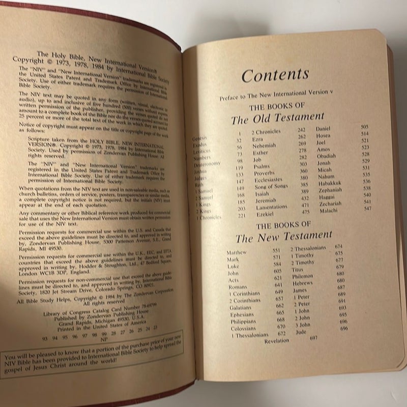 Holy Bible NIV Zondervan Red Letter 1984