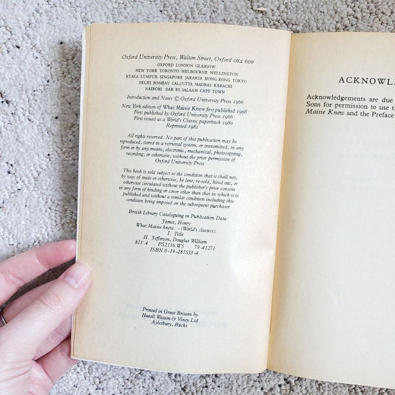 What Maisie Knew (The World's Classics Edition, 1982)