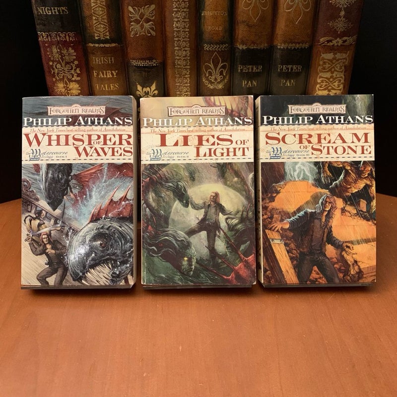 Forgotten Realms: Complete Watercourse Trilogy 1-3 Set: Whisper of Waves, Lies of Light, Scream of Stone, All First Edition First Printing