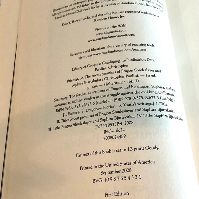 Brisingr HC DJ 1st Ed