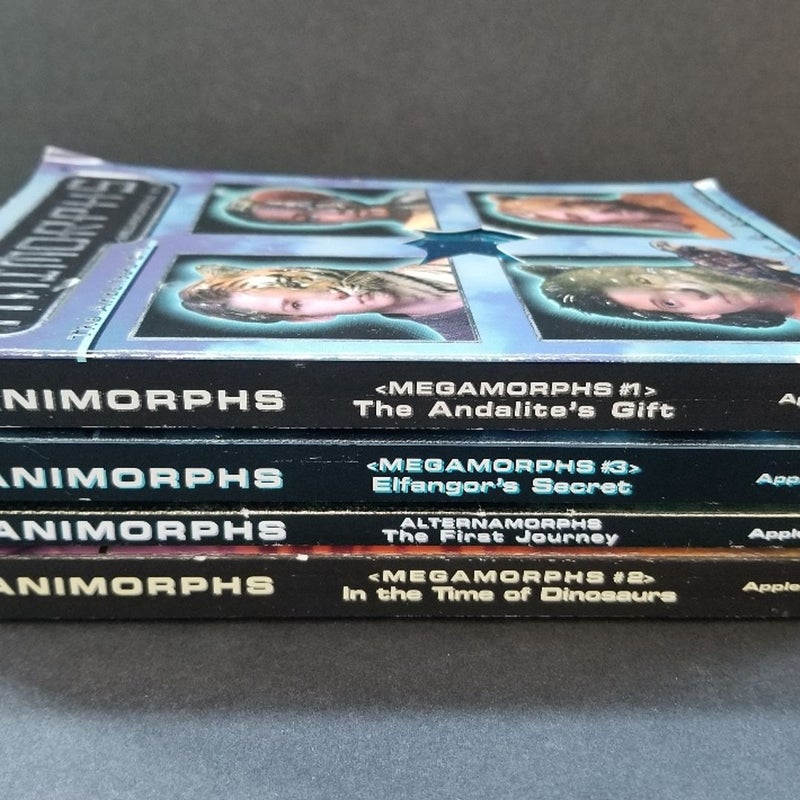 (4) RARE 1990s ANIMORPHS MEGAMORPHS ALTERNAMORPHS R.A. APPLEGATE BOOKS #1, 2, 3