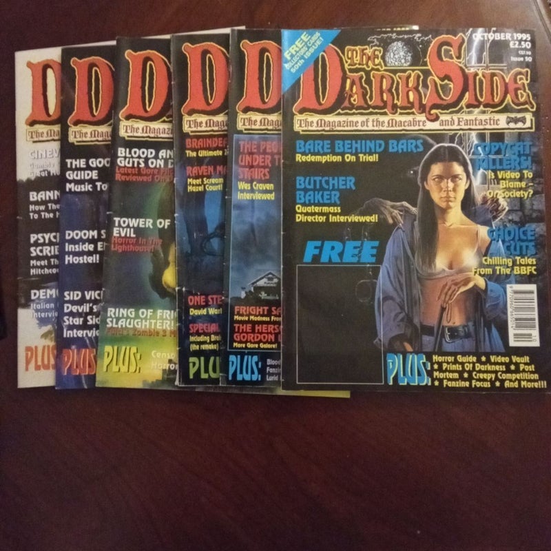 6 issues of Dark Side horror magazine UK