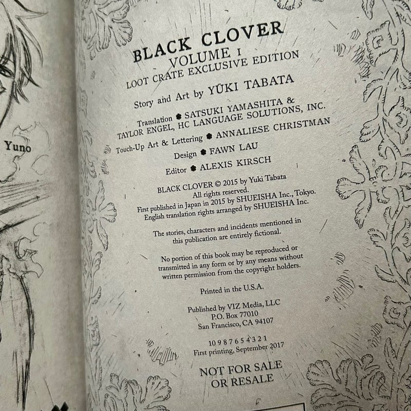 Black Clover, Vol. 1 (LootCrate/Shonen Jump Manga Exclusive) [1st Print Edition]