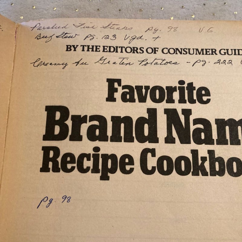 Favorite brand name recipe cookbook