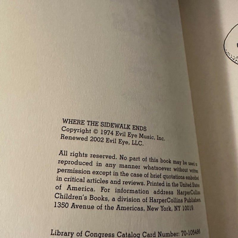 WHERE THE SIDEWALK ENDS by SHEL SILVERSTEIN 1st FIRST EDITION 1974 HARDCOVER