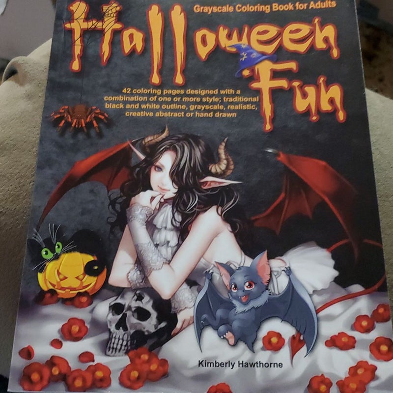 Halloween Fun Grayscale Coloring Book for Adults