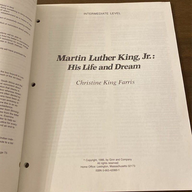 Martin Luther King Jr.: His Life and Dream Annotated Teacher’s Edition, 1986