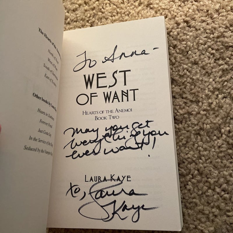 West of Want (signed by the author)