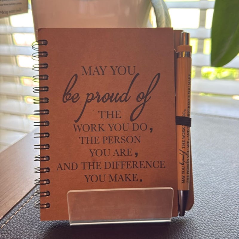 Notebooks & Pens!  Small inspirational matching notebooks and pens.