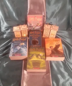 5 Harry Potter book lot by J.K. Rowling , paperback set 1,3,5,6,7 Harry Potter and the Sorcerer's Stone, Prisoner of Azkaban, Half-blood Prince, Order of the Phoenix, Deathly Hallows