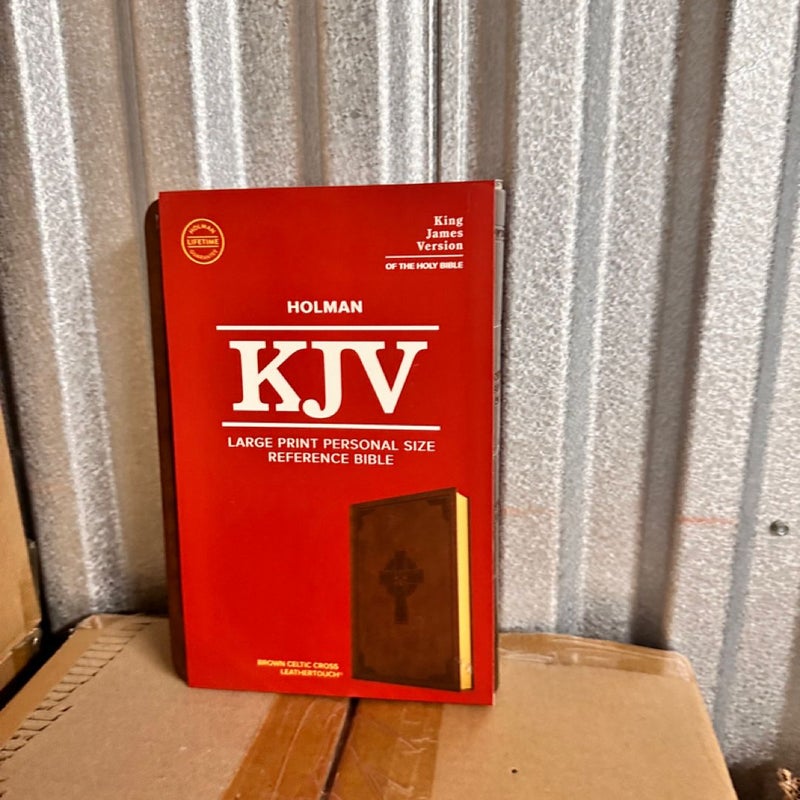 KJV Large Print Personal Size Reference Bible, Brown Celtic Cross LeatherTouch