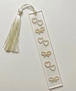 Resin Bookmark with Pearl Bows and Hearts