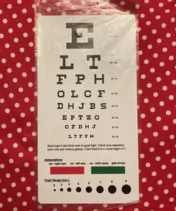 Eyesight chart, abbreviations for the eyes in medical field and pupil gauge. Plus rulers as well.