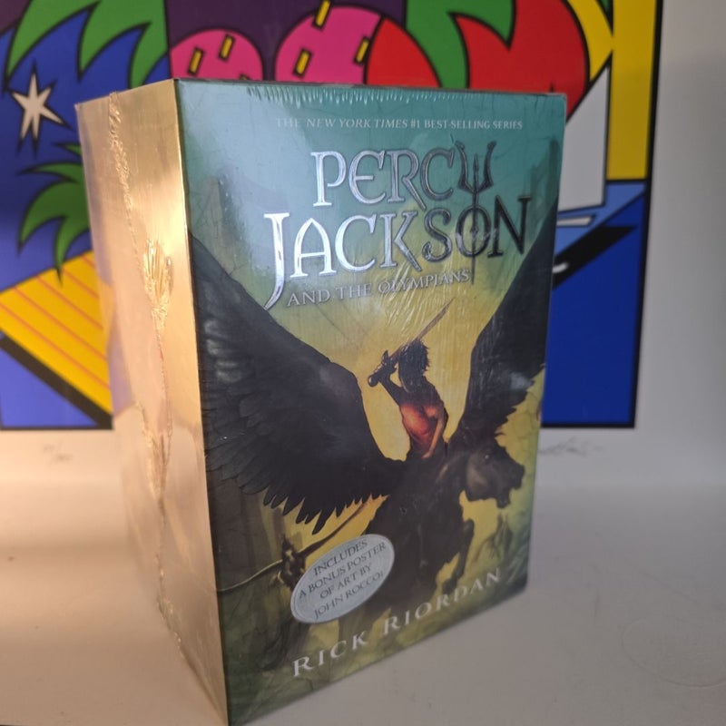 Percy Jackson and the Olympians 5 Book Paperback Boxed Set (new Covers W/poster)