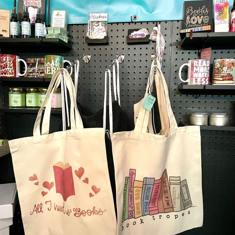 Book Tropes Tote Bag 15x16” Bookish Gift