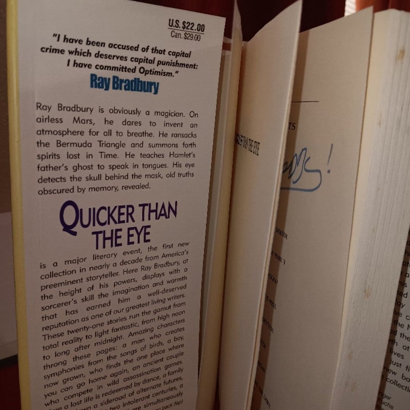 Quicker Than the Eye, Signed 1st edition, 3rd printing 