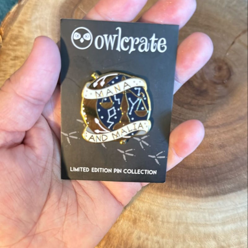 Owlcrate limited edition pin for A Deadly Education by Naomi Novik