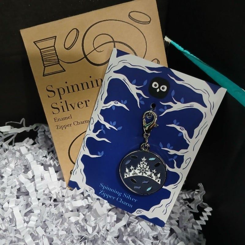 Spinning Silver Owlcrate enamel zipper charm