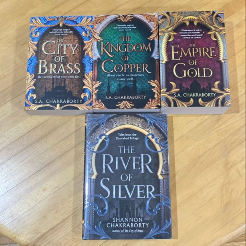 Daevabad bundle (UK paperbacks of The City of Brass, The Kingdom of Copper, and The Empire of Gold, Fairyloot edition of The River of Silver)