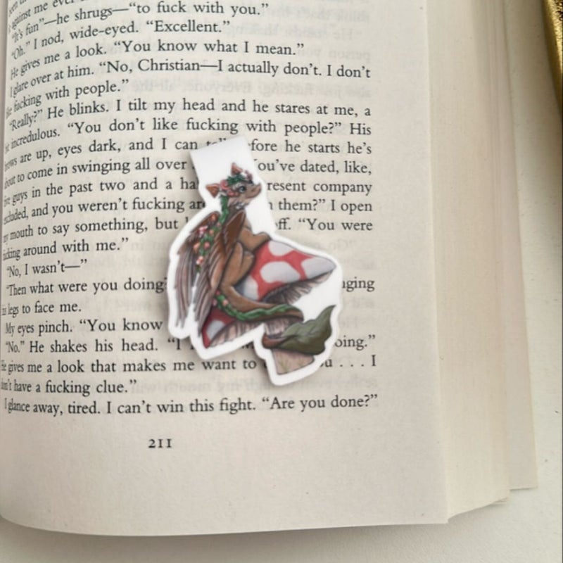 dragon + mushroom magnetic bookmark 🍄