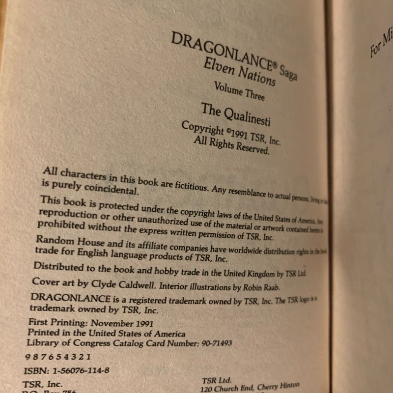 Vintage 1991 First Edition DragonLance: Complete Elven Nations Trilogy Set: Firstborn, The Kinslayer Wars, The Qualinesti