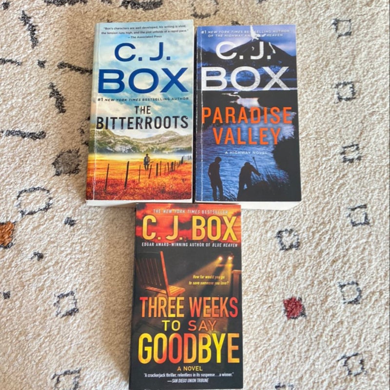 CJ Box Bundle Three weeks to say goodbye, Paradise Valley, The Bitterroots