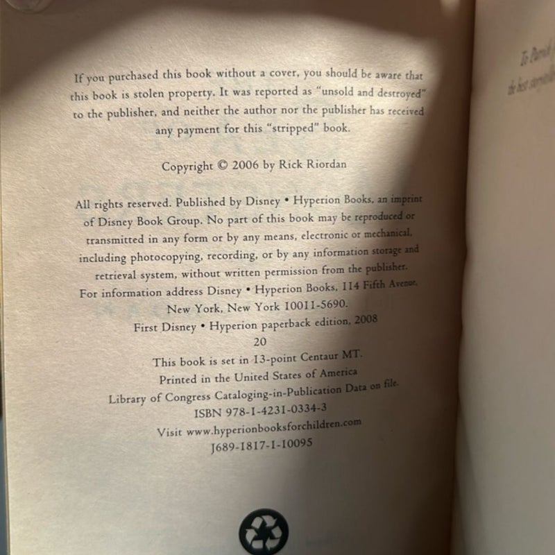 Percy Jackson and the Olympians Books 1-4. 1st / First Edition