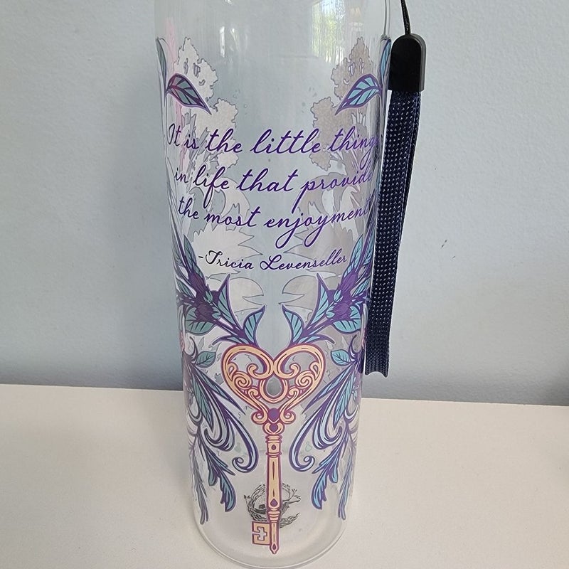 Fairyloot The Darkness Within Us Glass Water Bottle and The Shadows Between Us Double Sided Print