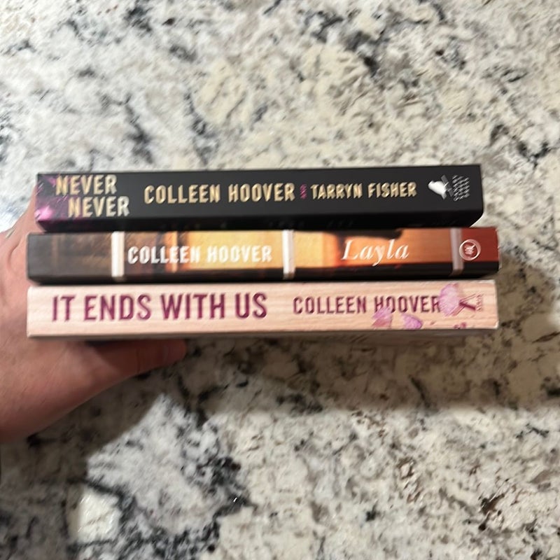 3 Book Lot of Colleen Hoover: It Ends with Us/Layla/Never Never