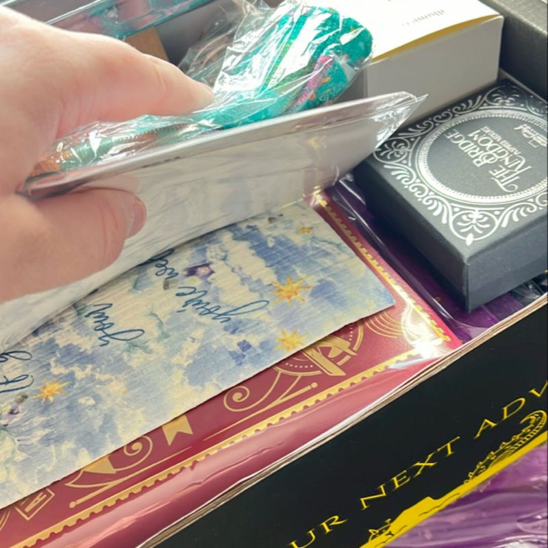 Assortment of book box goodies 