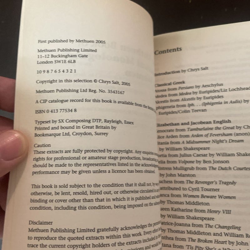 Classical Monologues for Women