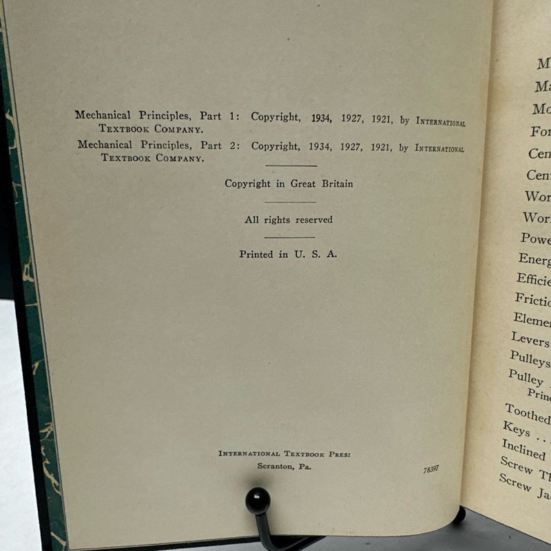 Mechanical Principles Parts 1-2, International Textbook Co, 1934, #348