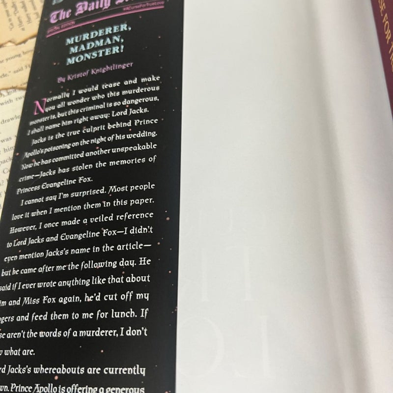 A curse for true love special edition dust jacket hardcover