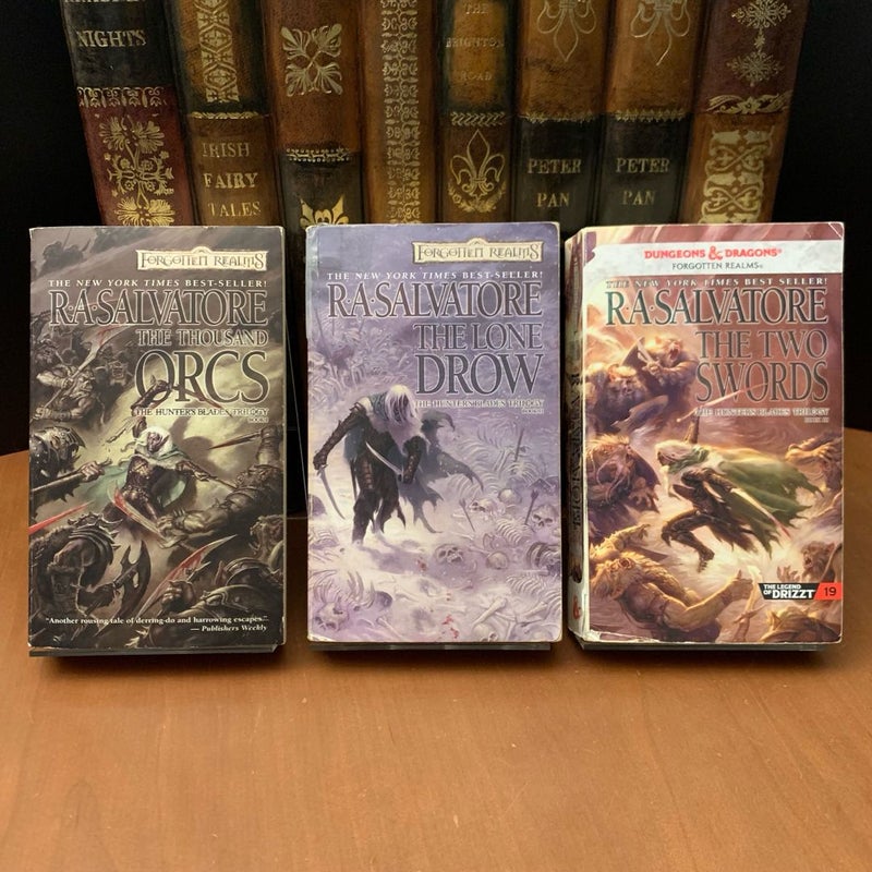 Complete Hunter’s Blades Trilogy, Legend of Drizzt Set: The Thousand Orcs, The Lone Drow, The Two Swords