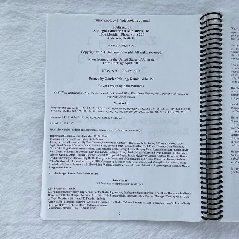 Zoology 1 Junior Notebooking Journal