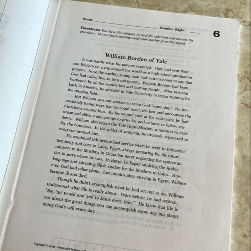 Reading Comprehension Skill Sheets 6