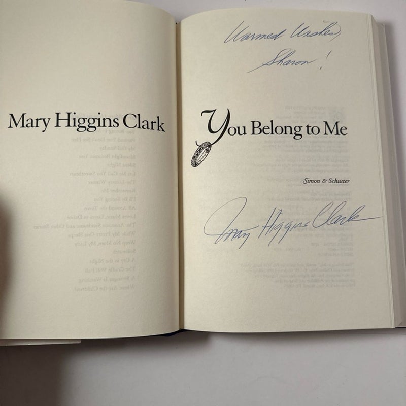 You Belong to Me by Mary Higgins Clark First Edition SIGNED Copy HC Like New