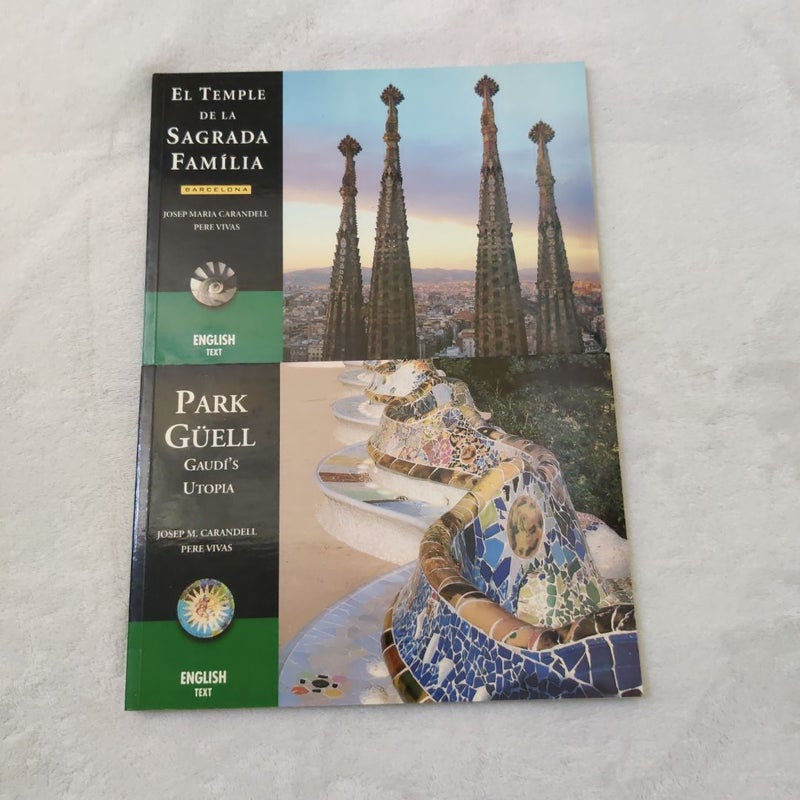 Two book guides on Antoni Gaudi's Sagrada Famila & Park Guell