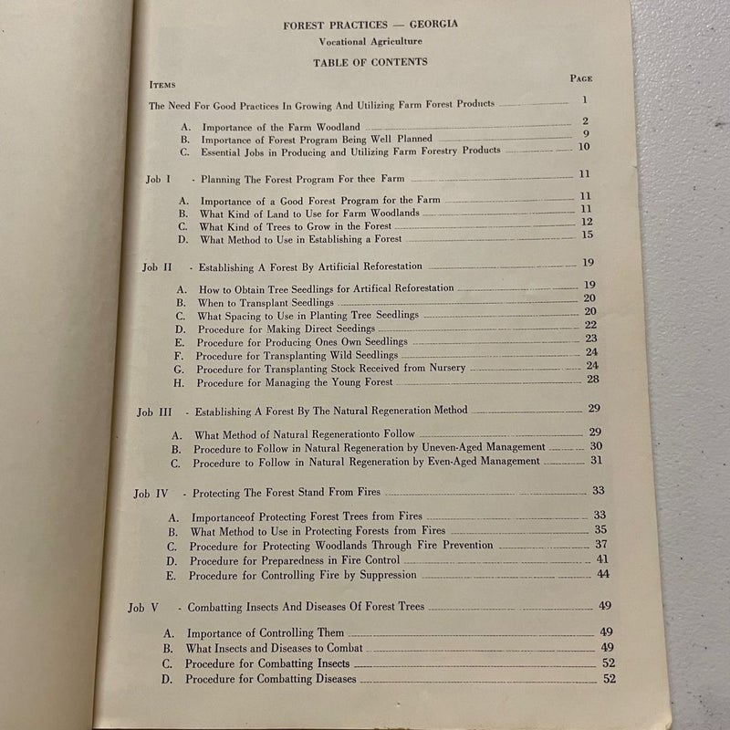 Forest Practices Vocational Agriculture Jobs 1955 US Education Georgia