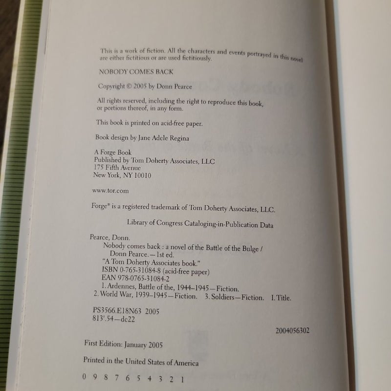 Nobody Comes Back (2005 First Edition)