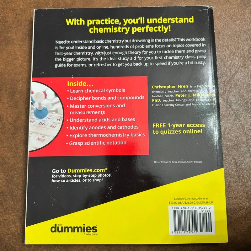 Chemistry Workbook for Dummies with Online Practice