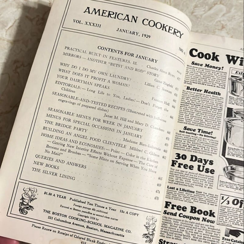 American Cookery magazine (January 1929)