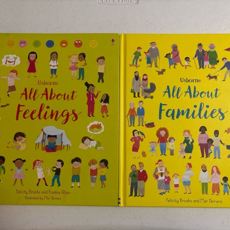 2 Usborne books All about Feelings and All about Families 