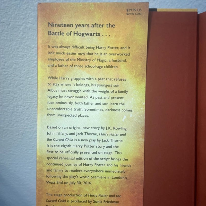 Harry Potter and the Cursed Child Parts One and Two (Special Rehearsal Edition Script)