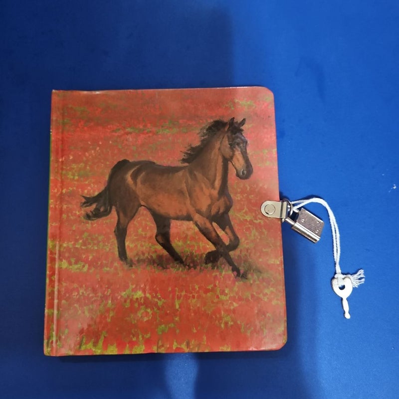 Horse Image Blank Diary with Lock & Key