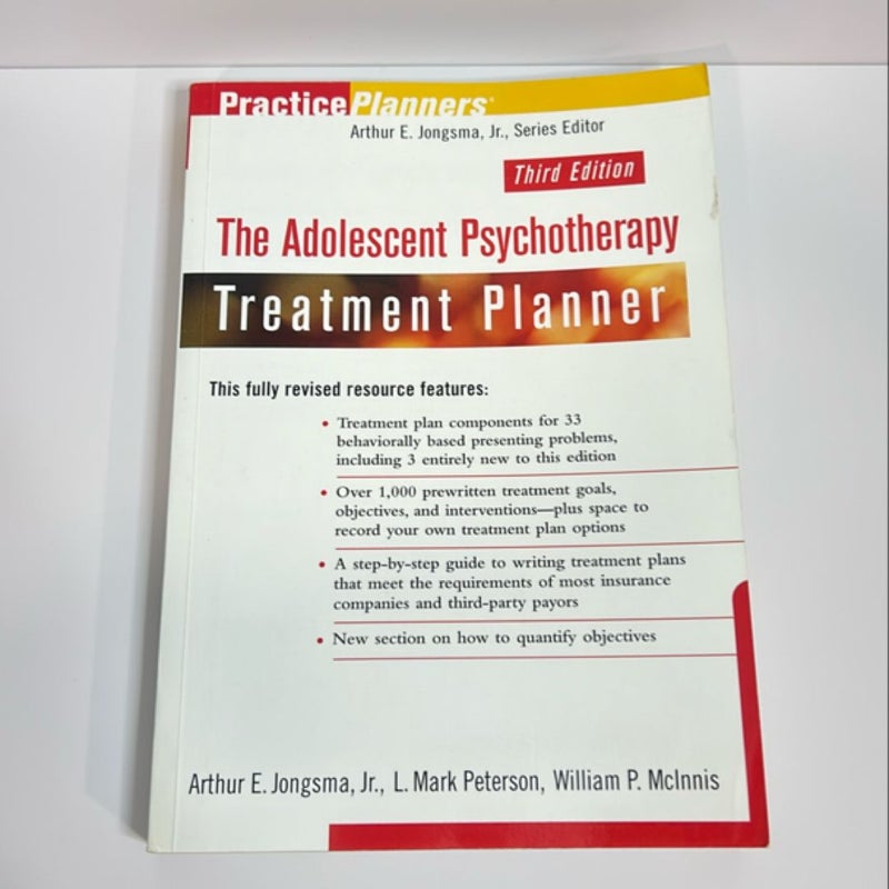 The Adolescent Psychotherapy Treatment Planner