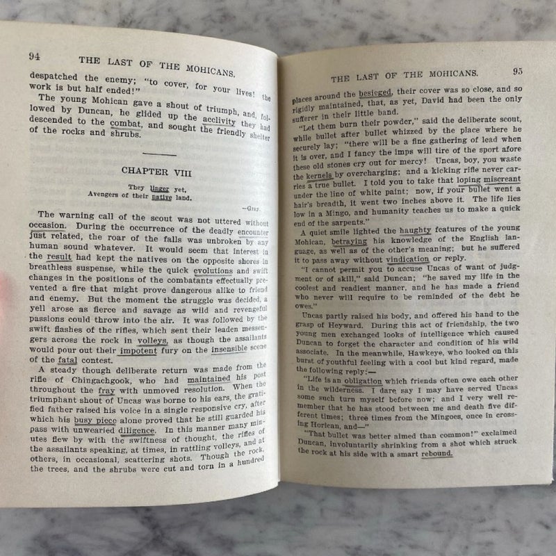 The Last Of The Mohicans 1899 Antique Book by Cooper, Lake English Classics