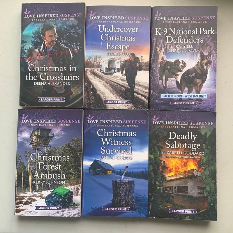 Harlequin Love Inspired Suspense, 6 books. Larger Print 